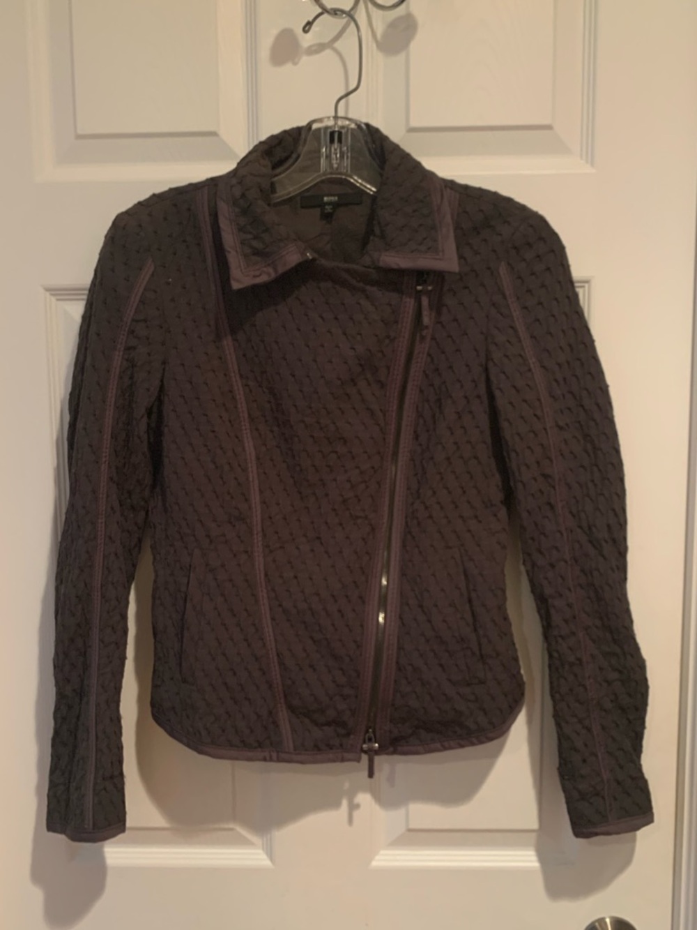 Hugo Boss Quilted Bomber Jacket in Olive Green 98% Cotton